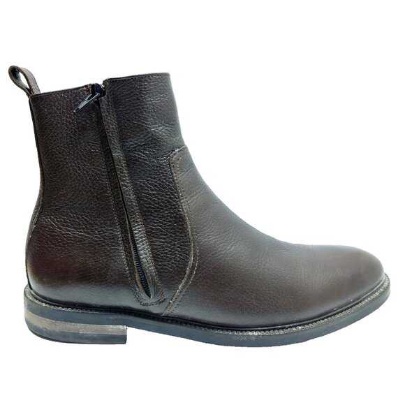 To Boot New York Adam Derrick Chelsea Boots Men US 8 Brown Leather Zipper Italy - Picture 1 of 9